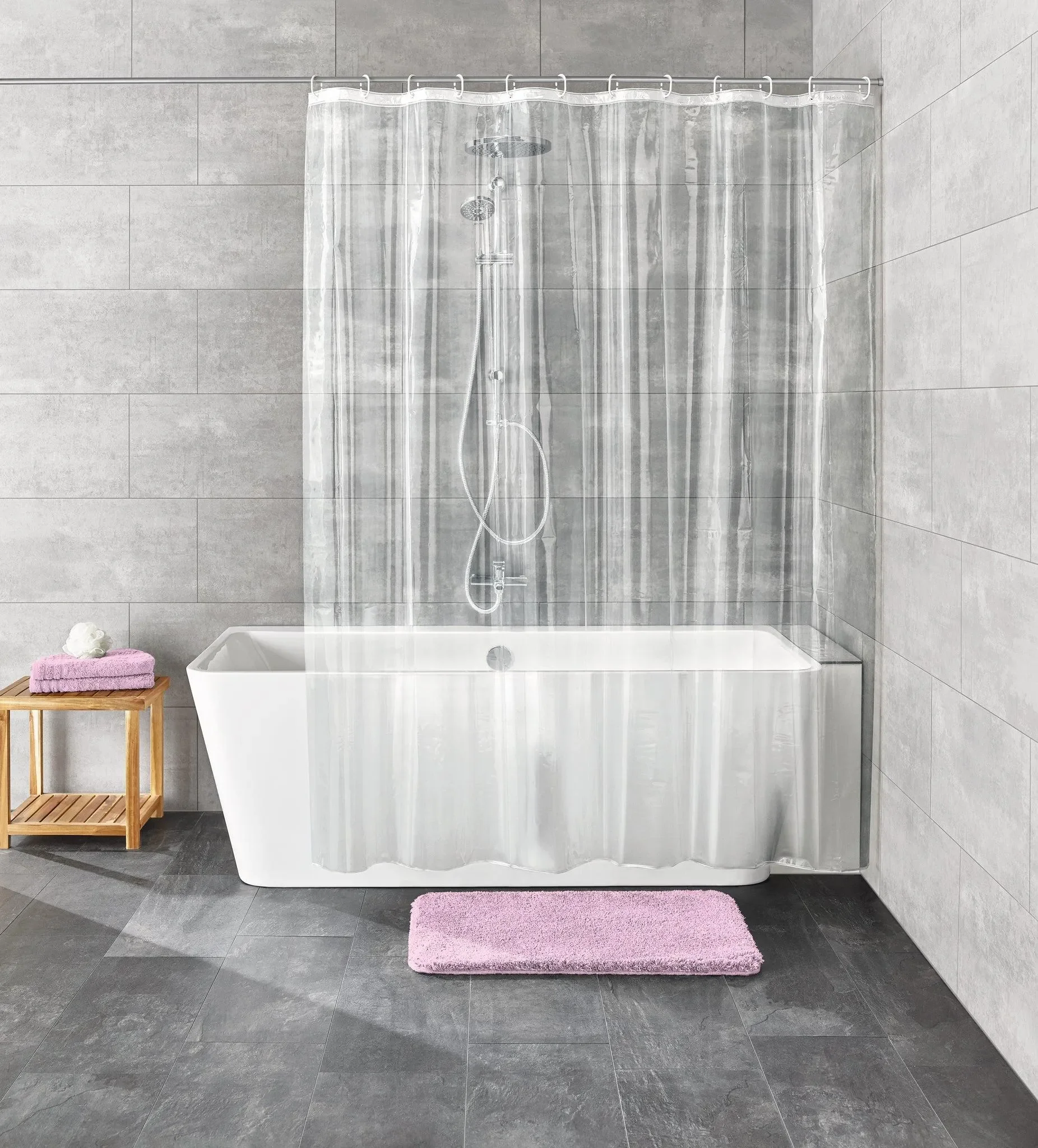 Duschvorhang PEVA „Claro Clear“ – Transparent, 180 × 200 cm